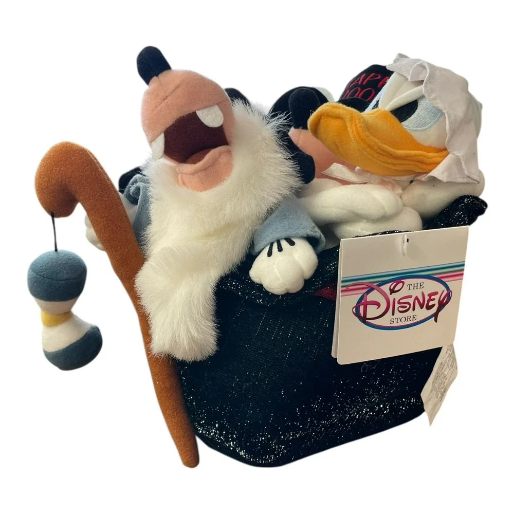 Walt Disney 2000 Millennium Bean Bag Mickey, Donald & Goofy In Hat Plush‎ Set